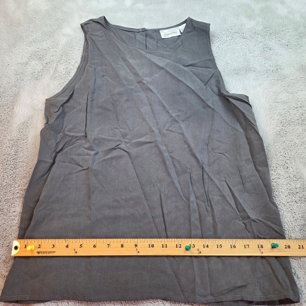 Collection Point of View Silk Sleeveless Top Women 12 Gray Shell 50190